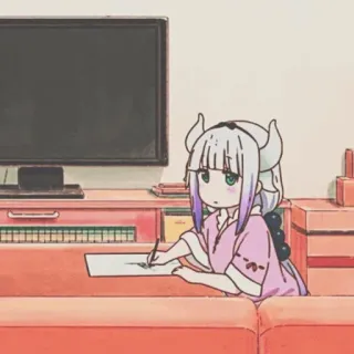 🖤 b8bdb6b8 Kanna Kamui Miss Kobayashi's Dragon Maid 动漫, 龙, 可爱, 康娜, 小林家的龙女仆, 绘画 telegram sticker