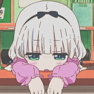 🖤 cf74b79b Kanna Kamui Miss Kobayashi's Dragon Maid 动漫, 康娜, 龙, 可爱, 卡哇伊, Q版 telegram sticker