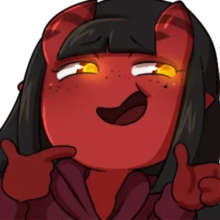 😉 3cbfd5e8 恶魔, 女孩, 红色, 角, 动漫, 指着 whatsapp sticker