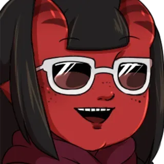 😎 acdc50b0 恶魔, 女孩, 红色, 眼镜, 卡通 whatsapp sticker