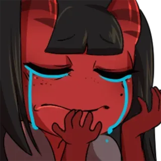 😭 b2e1af99 哭泣, 悲伤, 恶魔, 卡通, 动漫 whatsapp sticker