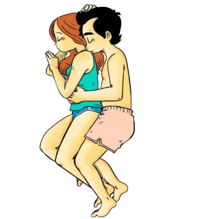 👫 015a0197 pareja, durmiendo, amor, relación, dibujos animados telegram sticker