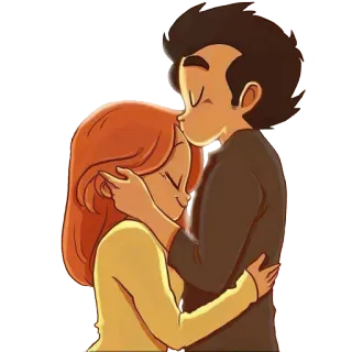 😘 06ebdc0a amor, pareja, abrazo, dibujos animados, cariño, romance telegram sticker