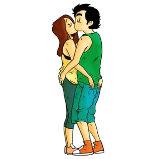 💏 54efb302 pareja, beso, dibujos animados, amor, romance, relación telegram sticker