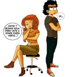 😡 a2879a55 ¡VETE! Y
DEJAME SOLA
(PERO VETE A
DONDE PUEDA
VERTE...)
ΟΚ... dibujo animado, diálogo, cómic, pareja, relación telegram sticker