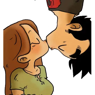 👩 e0d2ff4d beso, amor, dibujos animados, romance, pareja, besando telegram sticker