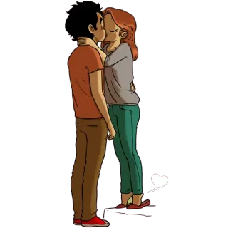 😘 e9126aba beso, pareja, amor, dibujos animados, cariño, romance telegram sticker