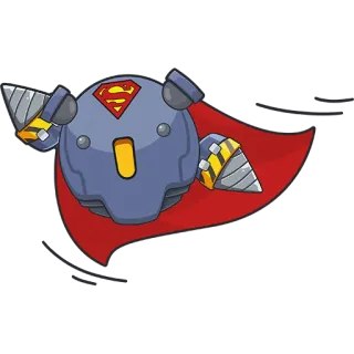 ☺️ cefcd66b 卡通, 超级英雄, 机器人, 钻头, 披风, 角色 telegram sticker