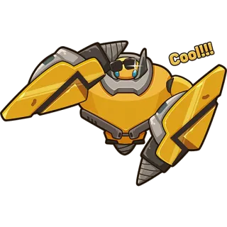 😎 d7162dff Cool!!! 机器人, 酷, 太阳镜, 卡通, 黄色, 角色, 贴纸 telegram sticker