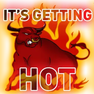 💥 8366db8a IT'S GETTING HOT 公牛, 热, 火, 温度, 红色, 卡通 telegram sticker