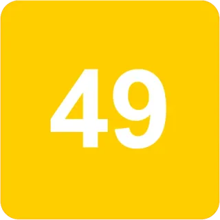 🟨 346c8bd0 49 numero, giallo, quadrato, matematica whatsapp sticker