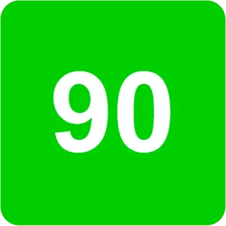 🟩 55ad2dee 90 numero, verde, quadrato, numerico whatsapp sticker