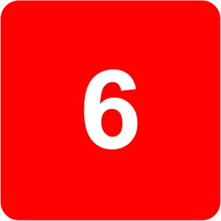 🟥 b90d8231 6 numero, rosso, bianco, simbolo whatsapp sticker