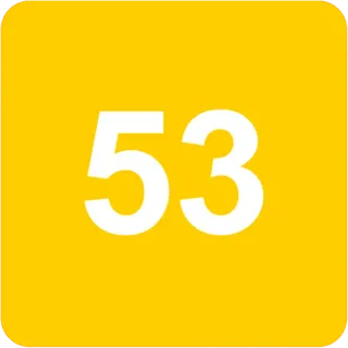 🟨 df8df14f 53 numero, giallo, badge, cinquantatré whatsapp sticker