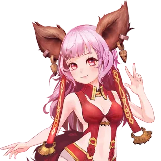 😂 41c664b3 anime girl, cute, pink hair, fox ears, peace sign, cartoon telegram sticker