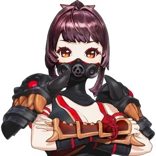 😞 e07a1cbf anime girl, gas mask, fantasy armor, brown hair, red eyes, stylized telegram sticker