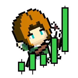 💹 23552611 픽셀 아트, 궁수, 비디오 게임, 캐릭터, 초록색, 활과 화살 telegram sticker