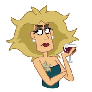 🙄 275868e6 phụ nữ, rượu vang, hoạt hình, tóc vàng, quyến rũ telegram sticker