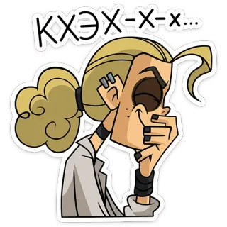 ⭐ 7e8f9dbb КХЭ-Х-Х... kartun, ilustrasi, karakter, batuk, gelembung ucapan whatsapp sticker