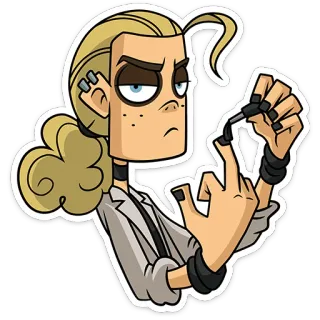 ⭐ c72ea180 kartun, karakter, jari tengah, gestur ofensif, sikap, pirang, tokoh kartun whatsapp sticker