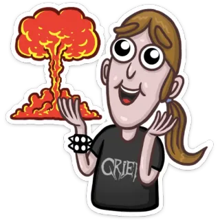 💥 0cdb8fce GRIEF explosion, nuclear, mushroom cloud, grief, person, cartoon telegram sticker