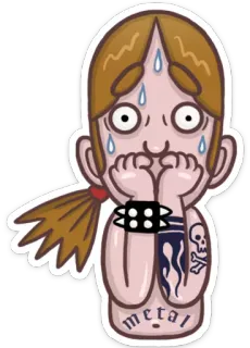 😨 f27368fc metal metal, music, skull, tattoo, cartoon telegram sticker