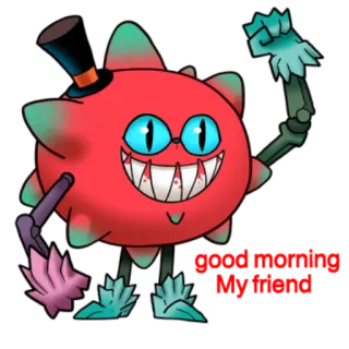 🙋‍♂️ c008a024 good morning my friend! 卡通, 怪物, 问候, 早上好, 朋友 telegram sticker