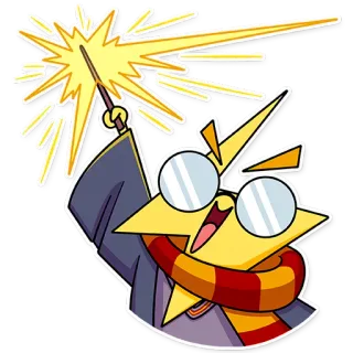 ⚡ 62016e6d star, wizard, magic, cartoon, character, glasses, wand telegram sticker