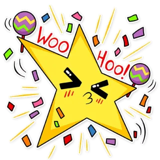 👍 9db3e134 Woo Hoo! star, celebration, woo hoo, party, happy, cute telegram sticker