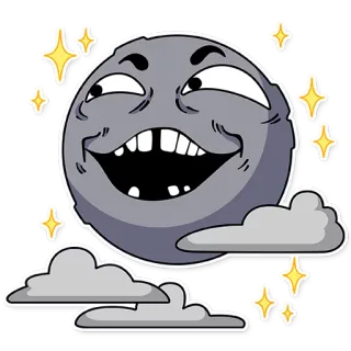 🌚 dd9e3fb4 moon, clouds, stars, cartoon, emoji, meme telegram sticker