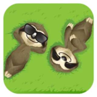 ☀️ 230613c5 ナマケモノ, サングラス, リラックス, 草, 動物, 漫画, まったり telegram sticker