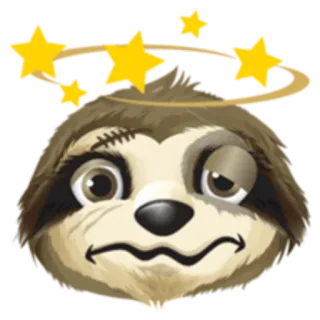 💫 7dc59fc3 ナマケモノ, めまい, 漫画, 動物, 星, 面白い, 表情 telegram sticker