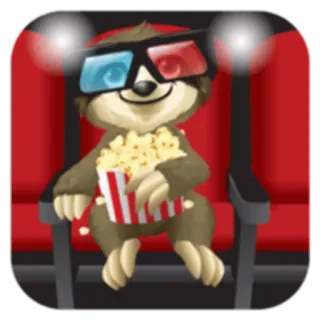 🎞 a94cf0d7 ナマケモノ, 映画館, 3Dメガネ, ポップコーン, 映画, 劇場, 動物 telegram sticker
