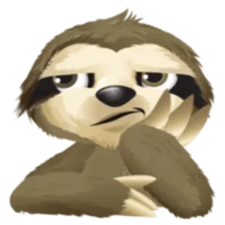 😐 bc11e50c ナマケモノ, 動物, 可愛い, 怠惰, 考え中, 絵文字 telegram sticker