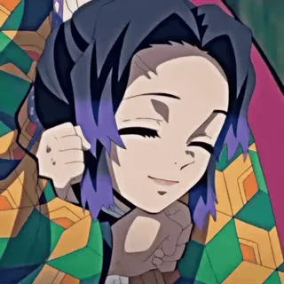 💜 6ba3963b Shinobu Kocho Demon Slayer อนิเมะ, ดาบพิฆาตอสูร, ชิโนบุ โคโจ, ตัวละคร, ยิ้ม whatsapp sticker