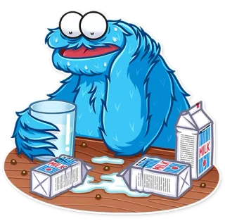 😨 69669f2a Cookie Monster Sesame Street MILK Cookie Monster, Sữa, Phố Sesame, Quái vật, Phim hoạt hình, Thức ăn telegram sticker