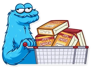 🛒 91dfcdaa CHOCO quái vật, bánh quy, mua sắm, tạp hóa, phim hoạt hình, sôcôla telegram sticker