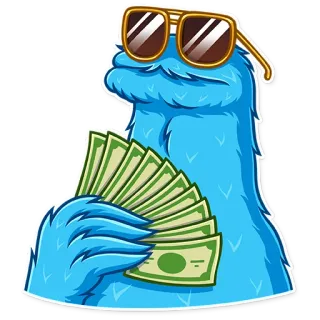 🤑 9dfed466 quái vật, tiền, kính râm, hoạt hình, tiền mặt, sự giàu có telegram sticker