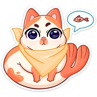 🌽 29cf0387 gatto, pesce, adesivo, animale, carino, cartone animato whatsapp sticker