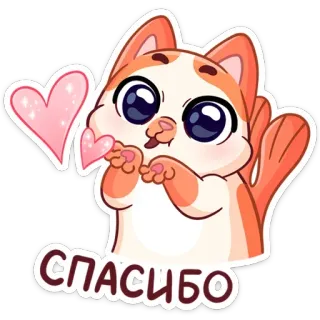 ❤️ 4fccef23 СПАСИБО grazie, gatto, cuore, carino, russo, saluti, adorabile whatsapp sticker