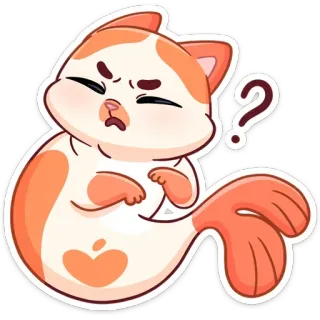 😣 690cde65 gatto, pesce, confuso, adesivo, punto interrogativo, cartone animato, animale, carino whatsapp sticker