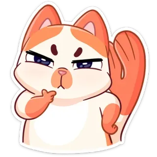 🤔 8678b572 gatto, sticker, animale, carino, cartone animato, pensieroso, arancione whatsapp sticker