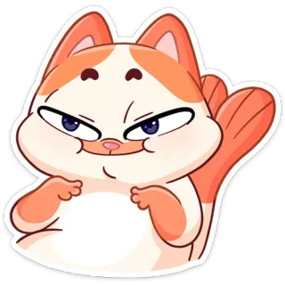 😌 951f0da9 gatto, adesivo, arrabbiato, cartone animato, carino, animale, arancione whatsapp sticker