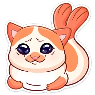 🐟 d41ad1ae gatto, sushi, carino, animale, gamberetto, kawaii, cibo, adesivo whatsapp sticker