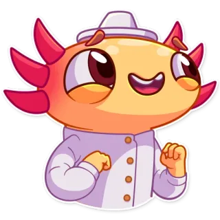😀 49d345e8 Аксолотль, Мультфильм, Наклейка, Милый, Персонаж, Животное telegram sticker