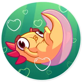 😗 a86cf464 наклейка, мультфильм, аксолотль, милый, сердечки, животное telegram sticker