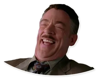 🤣 40fa6b90 J. Jonah Jameson Spider-Man rindo, J. Jonah Jameson, Homem-Aranha, meme, engraçado, personagem, rosto, expressão whatsapp sticker
