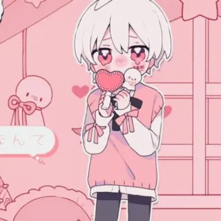 🍄 61757a11 なんて anime, cute, boy, heart, kawaii telegram sticker