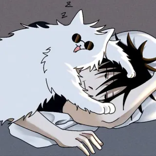 🎇 d74af2c4 Katze, schlafend, Cartoon, Person, Sonnenbrille telegram sticker