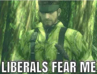 🧠 27b59fcd Solid Snake Metal Gear Solid LIBERALS FEAR ME cobra, militar, videogame, liberal, medo, político telegram sticker